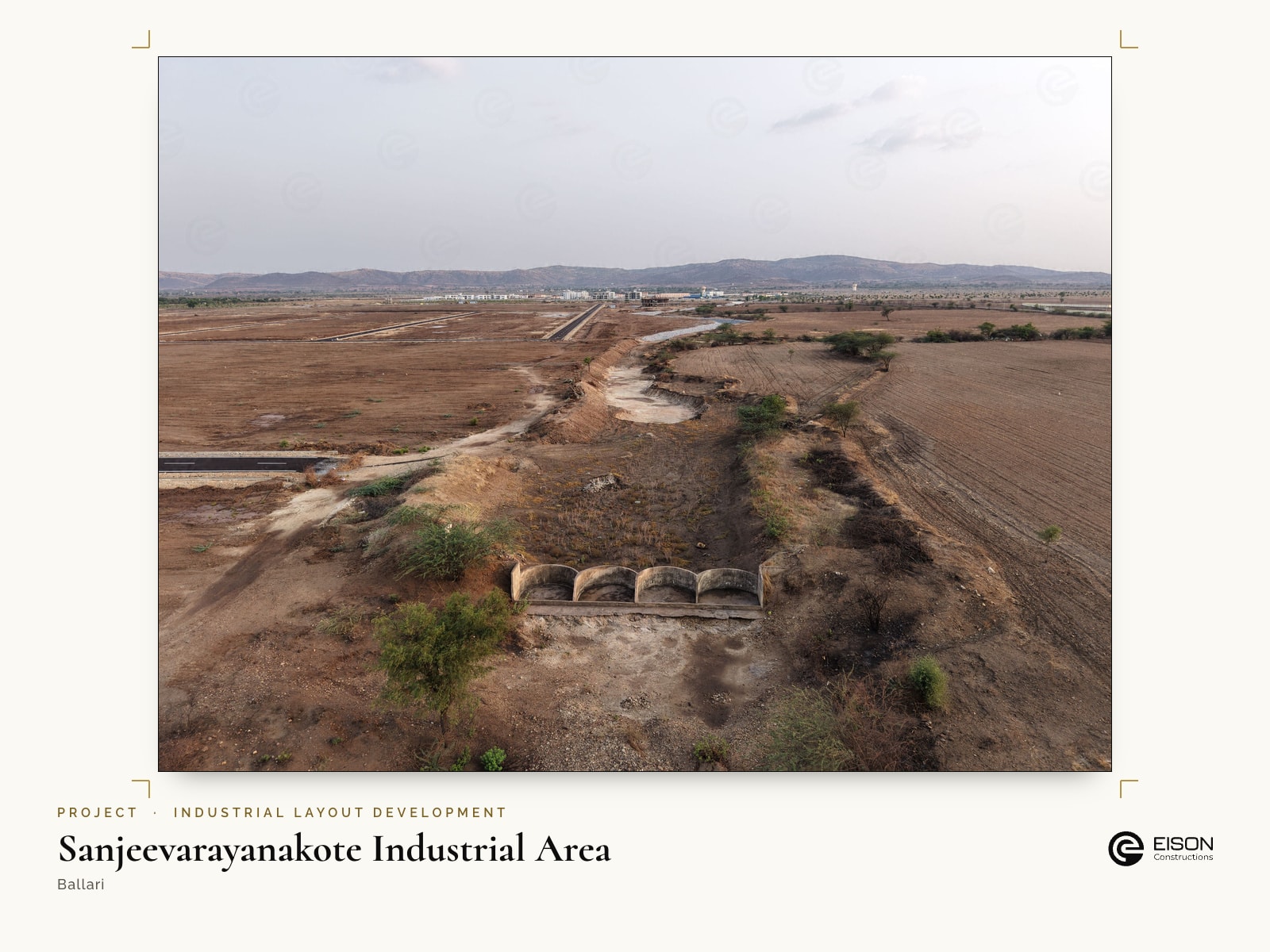 Sanjeevarayanakote Industrial Area, Ballari: multi-cell culvert across a drainage channel
